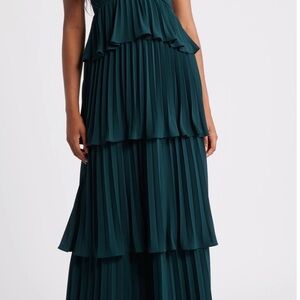 Lulu's Teal Layered Pleated Dress